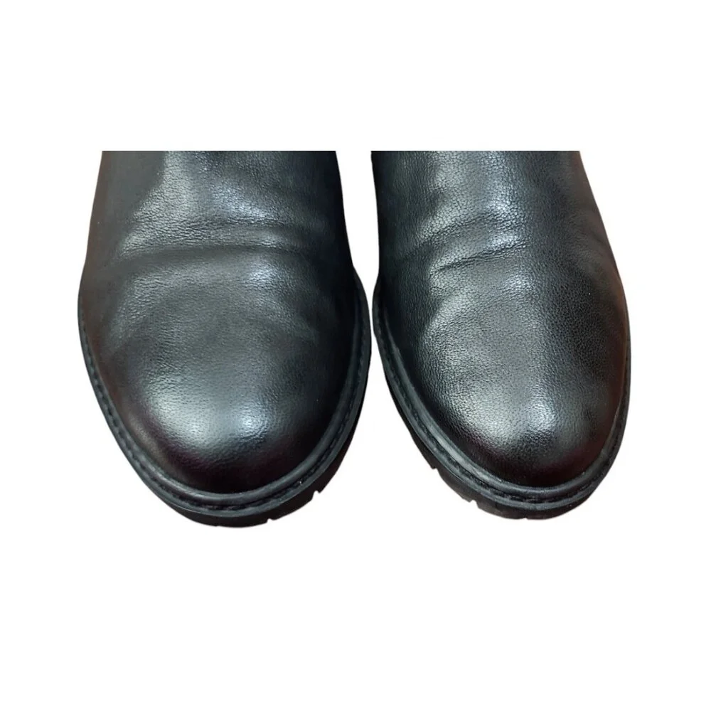 Stuart Weitzman Jitterbug Boot Leather Moto Four Buckle Black Round Toe Ankl 8